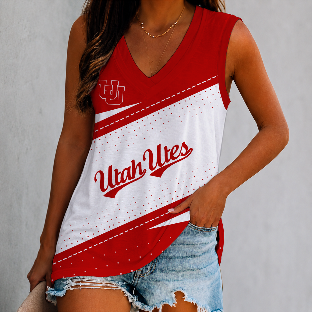 LIMITED EDITION - NEW CUSTOMIZED NCAA FBS25 UTU UTAH UTES WOMEN'S V-NECK TANK TOP