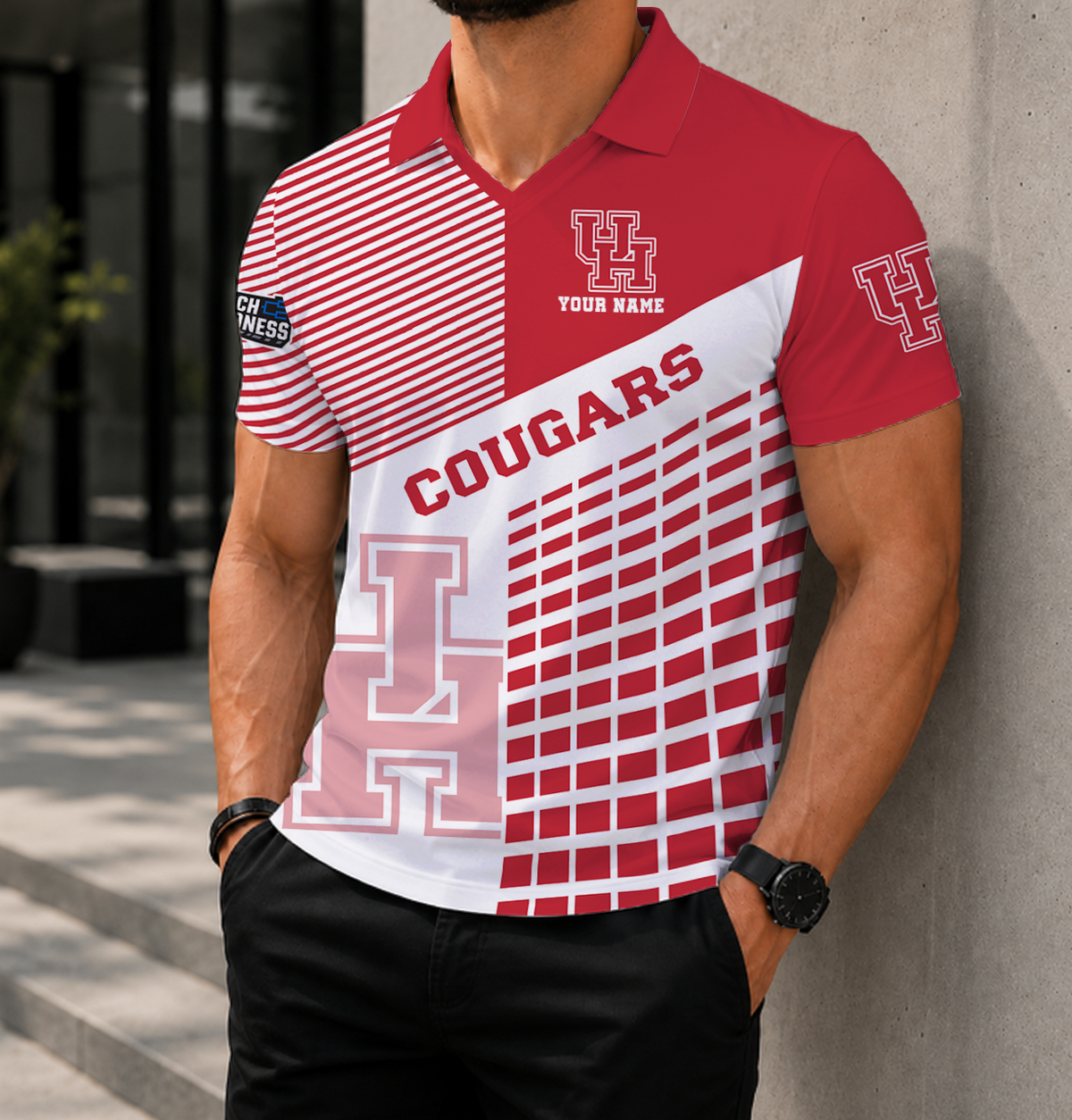EXCLUSIVE  EDITION - NEW CUSTOMIZED NCAA MAM26 HOC HOUSTON COUGARS POLO SHIRT