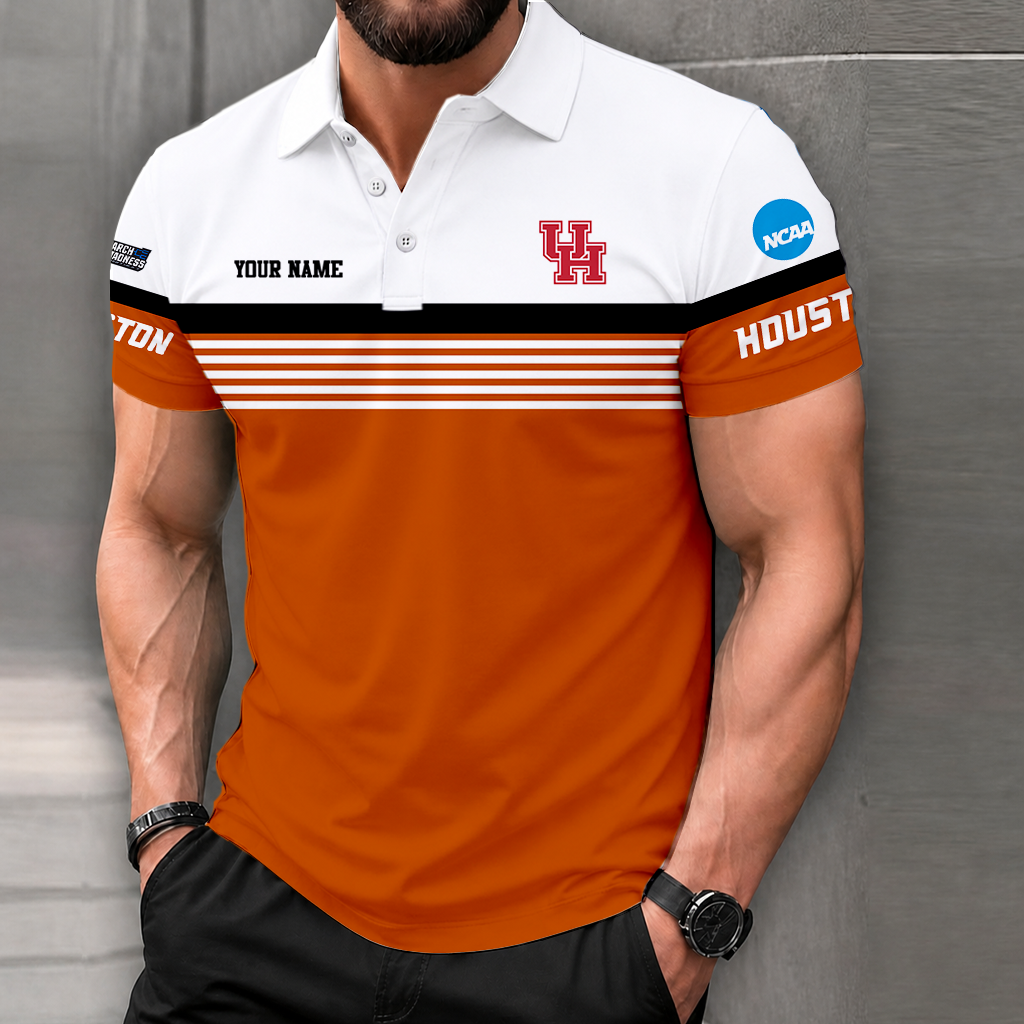 SPECIAL EDITION - NEW CUSTOMIZED NCAA MAM26 HOC HOUSTON COUGARS POLO SHIRT