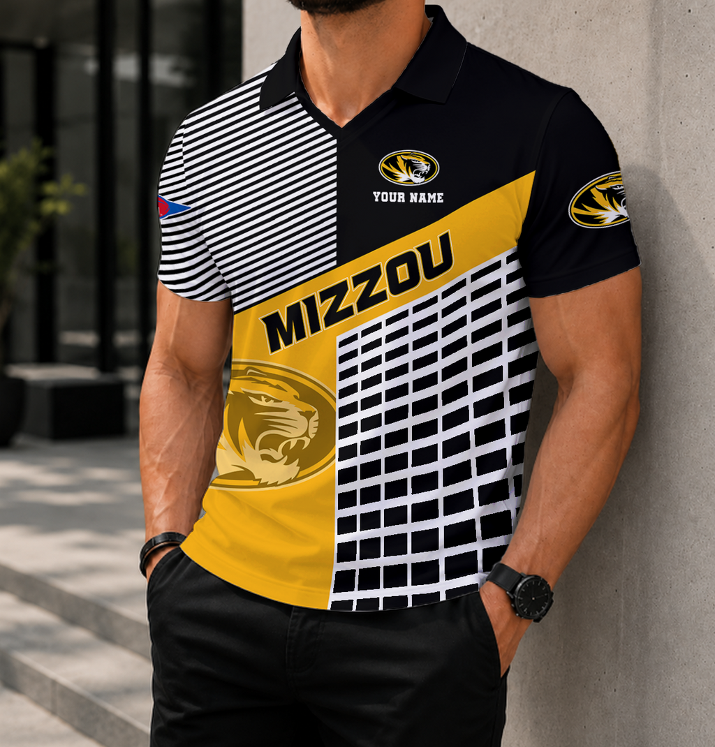 ELITE EDITION - NEW CUSTOMIZED NCAA FBS26 MST MISSOURI TIGERS POLO SHIRT