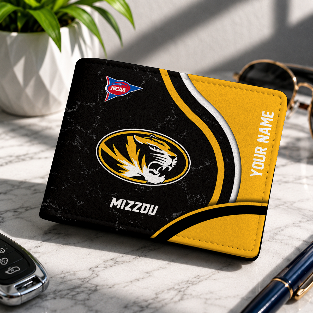 EXCLUSIVE EDITION - NEW CUSTOMIZED NCAA FBS26 MST MISSOURI TIGERS LEATHER WALLET