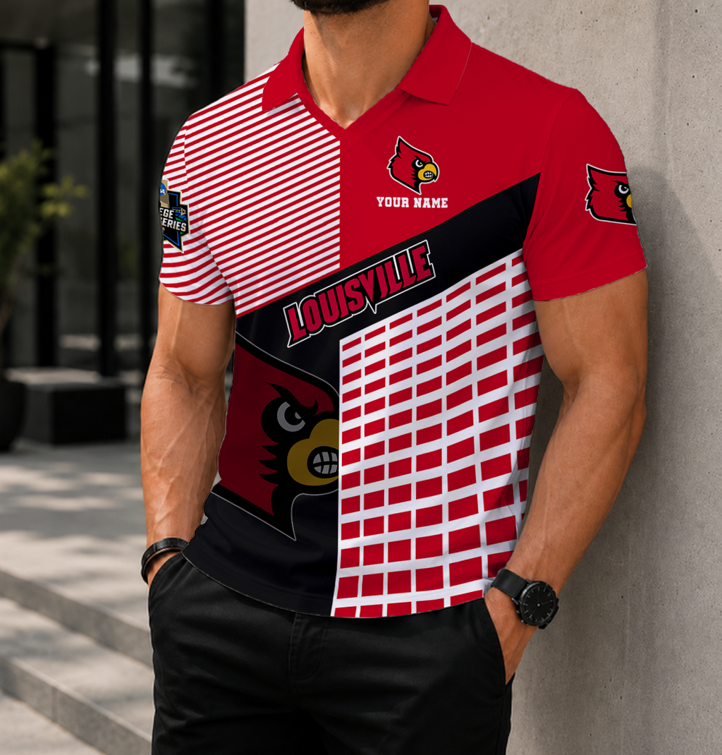 VIRAL EDITION - NEW CUSTOMIZED NCAA CWS26 ULC LOUISVILLE CARDINALS POLO SHIRT