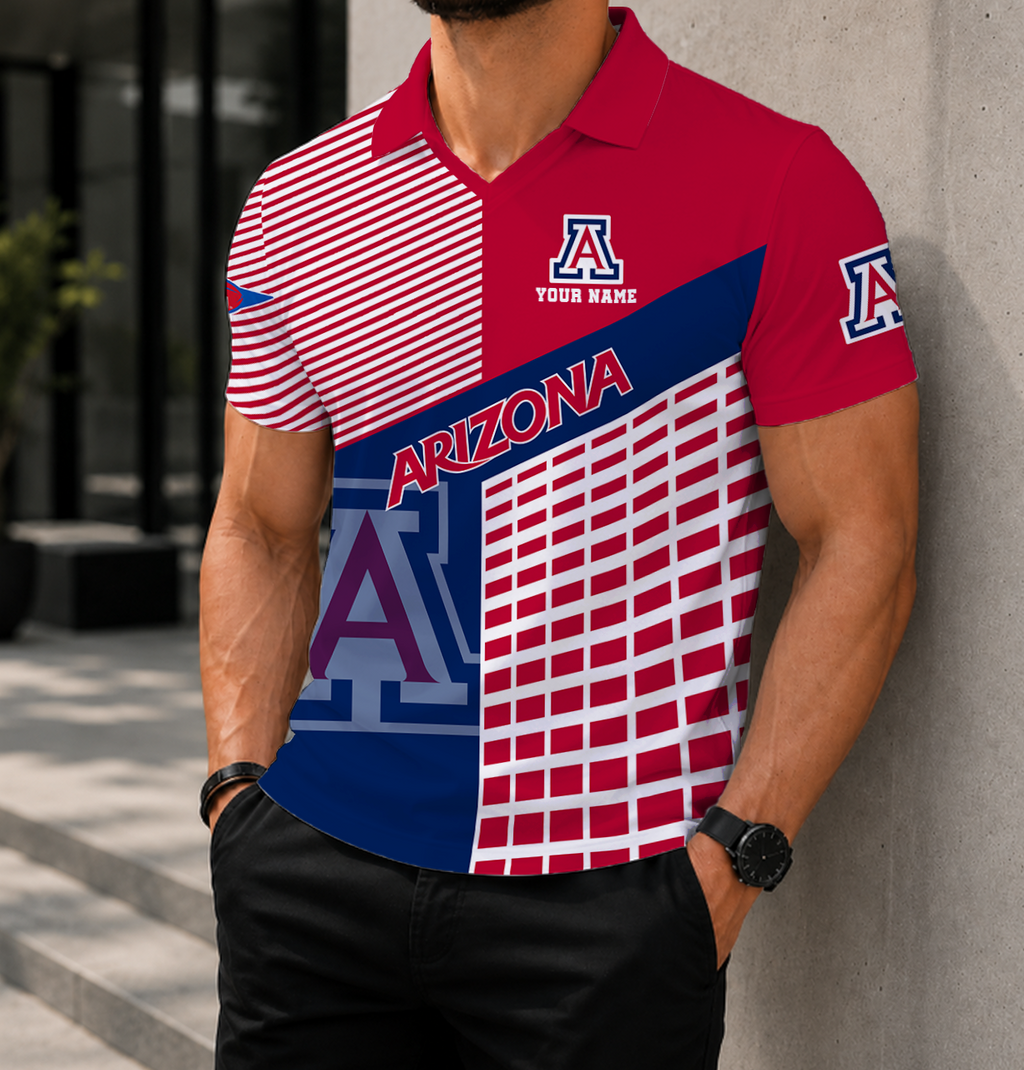 ELITE EDITION - NEW CUSTOMIZED NCAA FBS27 ARW ARIZONA WILDCATS POLO SHIRT