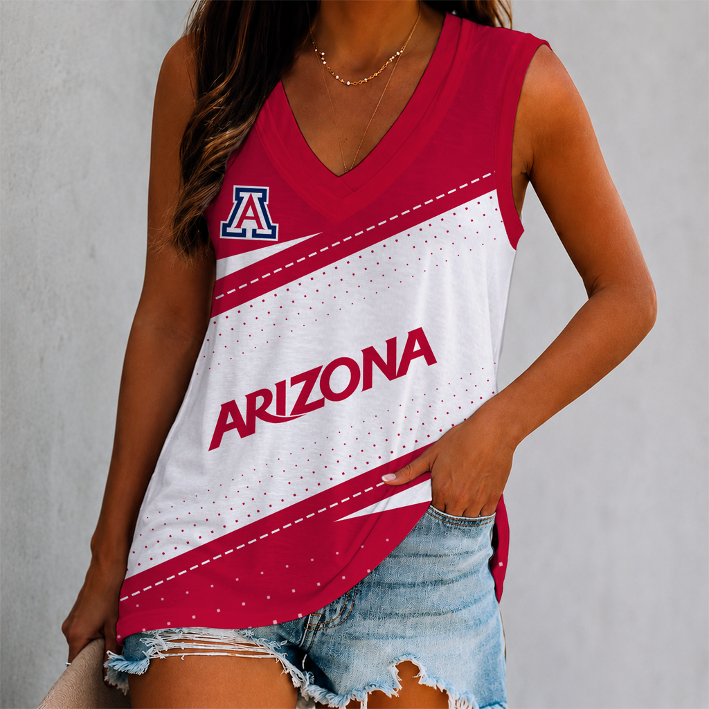 LIMITED EDITION - NEW CUSTOMIZED NCAA FBS27 ARW ARIZONA WILDCATS WOMEN'S V-NECK TANK TOP