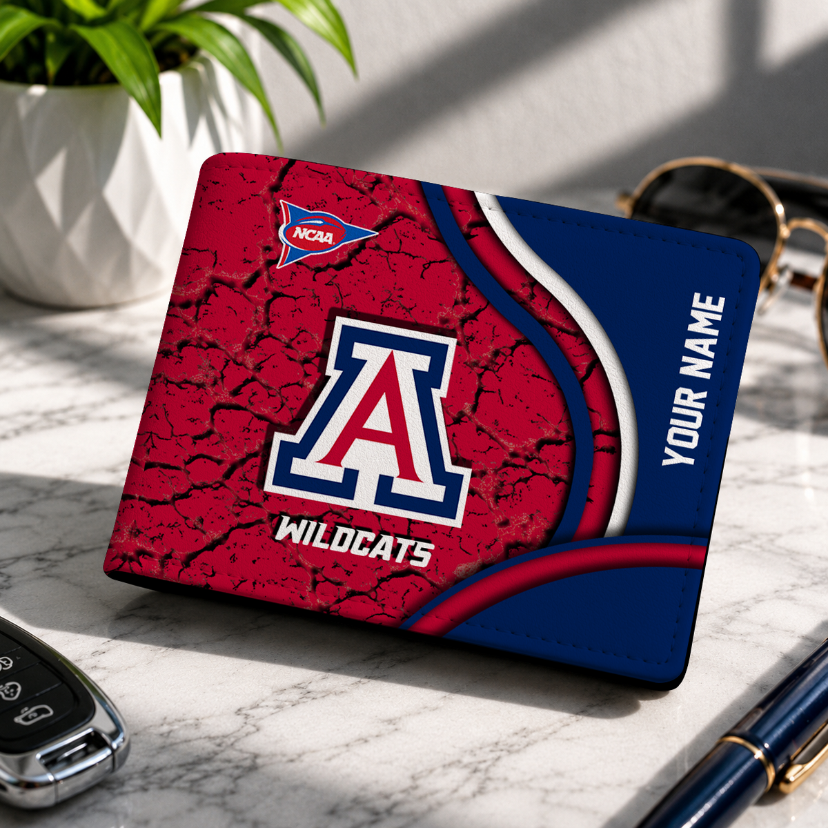 EXCLUSIVE EDITION - NEW CUSTOMIZED NCAA FBS27 ARW ARIZONA WILDCATS LEATHER WALLET