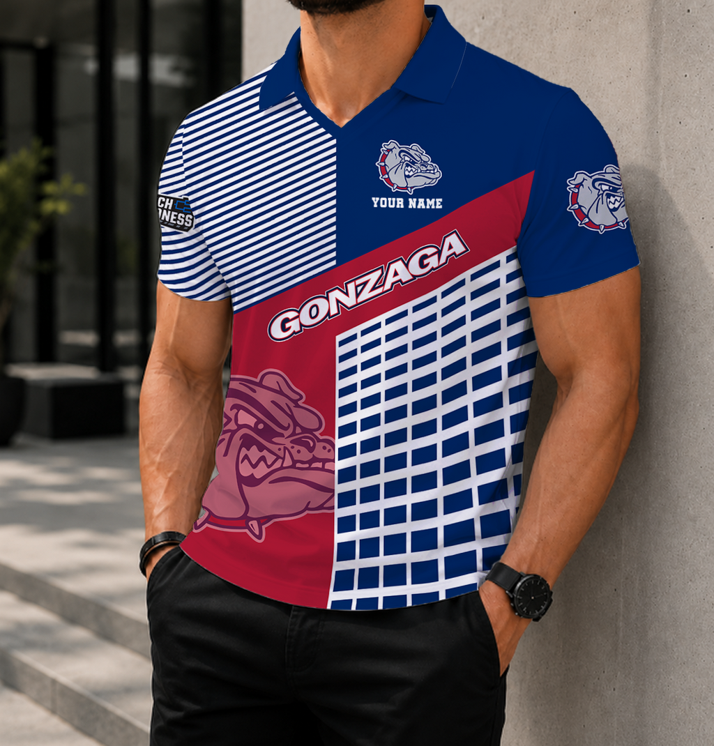EXCLUSIVE  EDITION - NEW CUSTOMIZED NCAA MAM27 GOB GONZAGA BULLDOGS POLO SHIRT