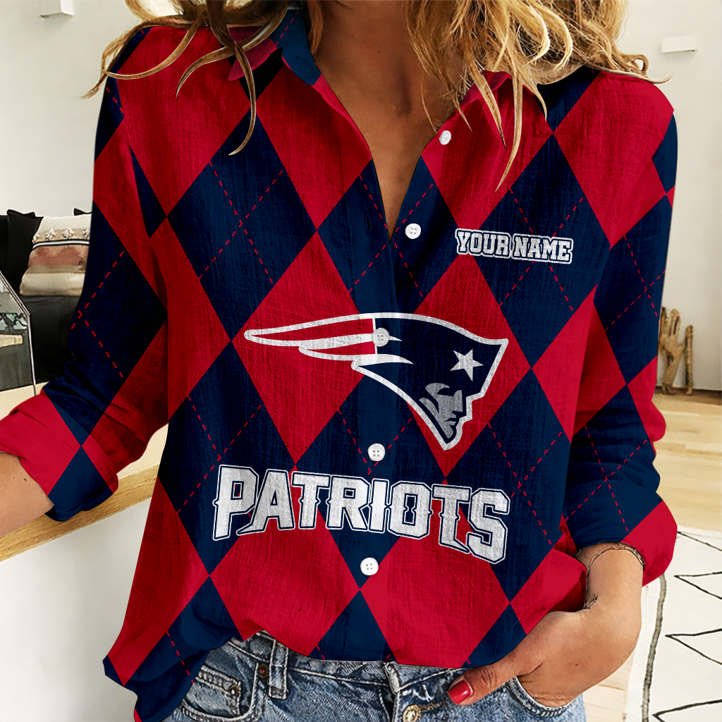 FINAL SALE - NEW CUSTOMIZED NFL27 NEP NEW ENGLAND PATRIOTS WOMEN CASUAL SHIRT FOR FAN