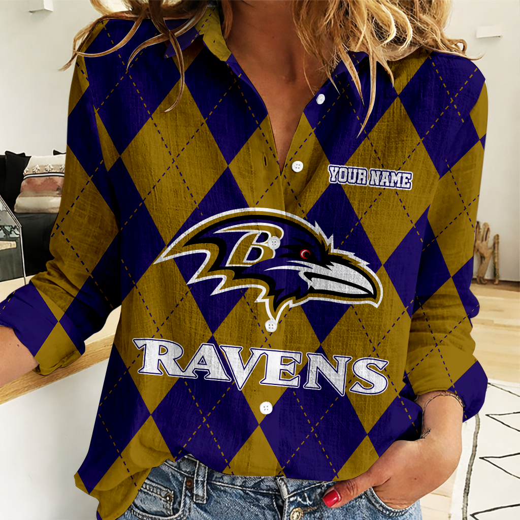 FINAL SALE - NEW CUSTOMIZED NFL28 BTR BALTIMORE RAVENS WOMEN CASUAL SHIRT FOR FAN