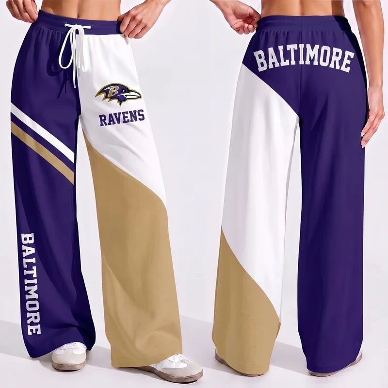 VIRAL EDITION - NEW CUSTOMIZED NFL28 BTR BALTIMORE RAVENS WOMEN'S WIDE LEG PANTS