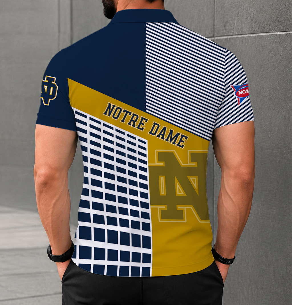 ELITE EDITION - NEW CUSTOMIZED NCAA FBS28 NFI NOTRE DAME FIGHTING IRISH POLO SHIRT