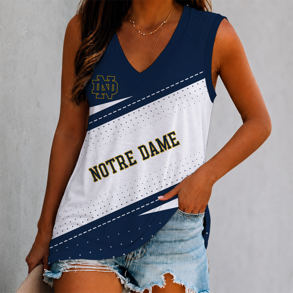 LIMITED EDITION - NEW CUSTOMIZED NCAA FBS28 NFI NOTRE DAME FIGHTING IRISH WOMEN'S V-NECK TANK TOP