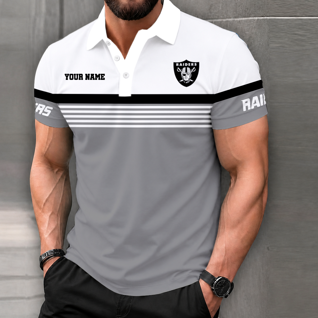 VIRAL EDITION - NEW CUSTOMIZED NFL07 LVR LAS VEGAS RAIDERS POLO SHIRT