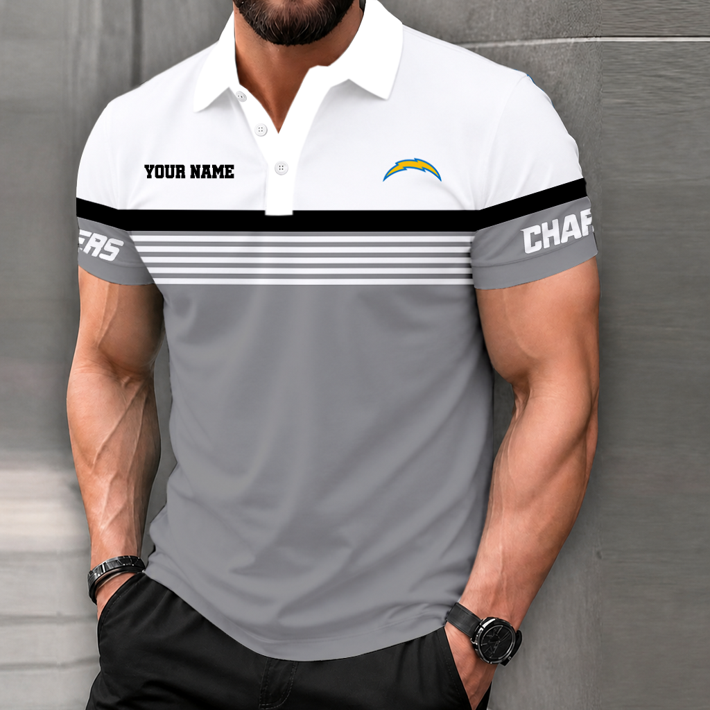 VIRAL EDITION - NEW CUSTOMIZED NFL09 LAC LOS ANGELES CHARGERS POLO SHIRT