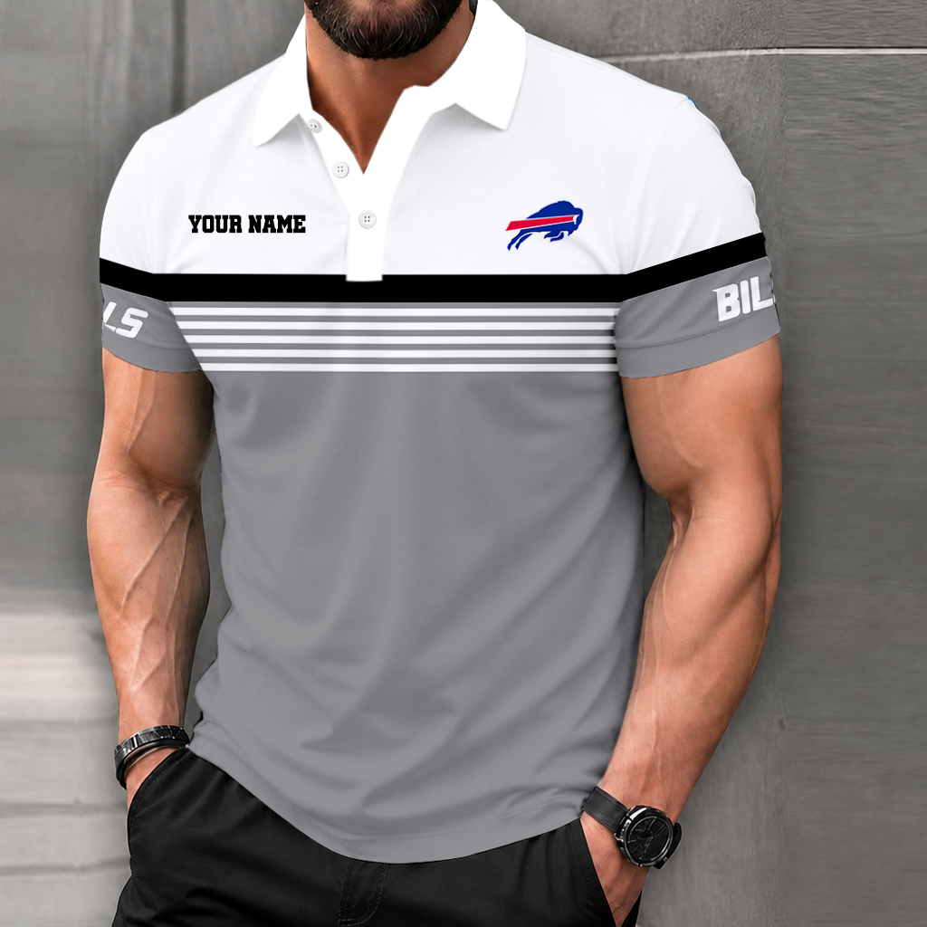 VIRAL EDITION - NEW CUSTOMIZED NFL03 BFB BUFFALO BILLS POLO SHIRT