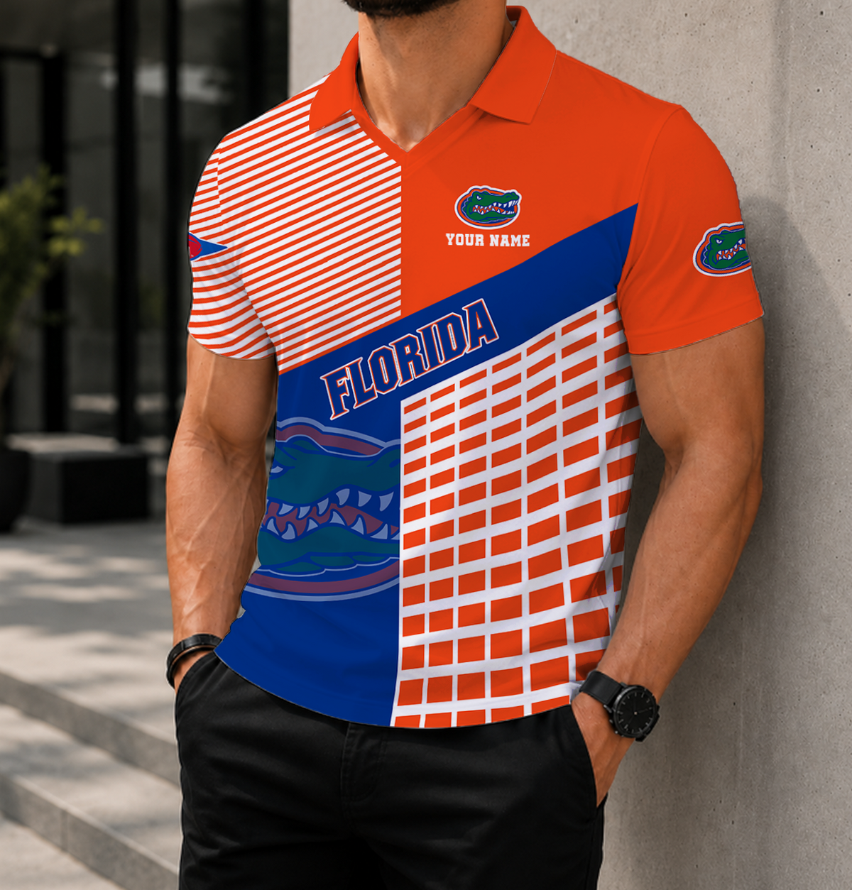 ELITE EDITION - NEW CUSTOMIZED NCAA FBS30 FLG FLORIDA GATORS POLO SHIRT