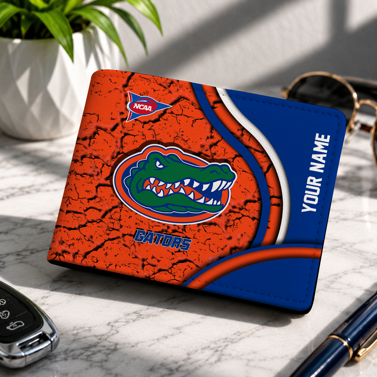 EXCLUSIVE EDITION - NEW CUSTOMIZED NCAA FBS30 FLG FLORIDA GATORS LEATHER WALLET