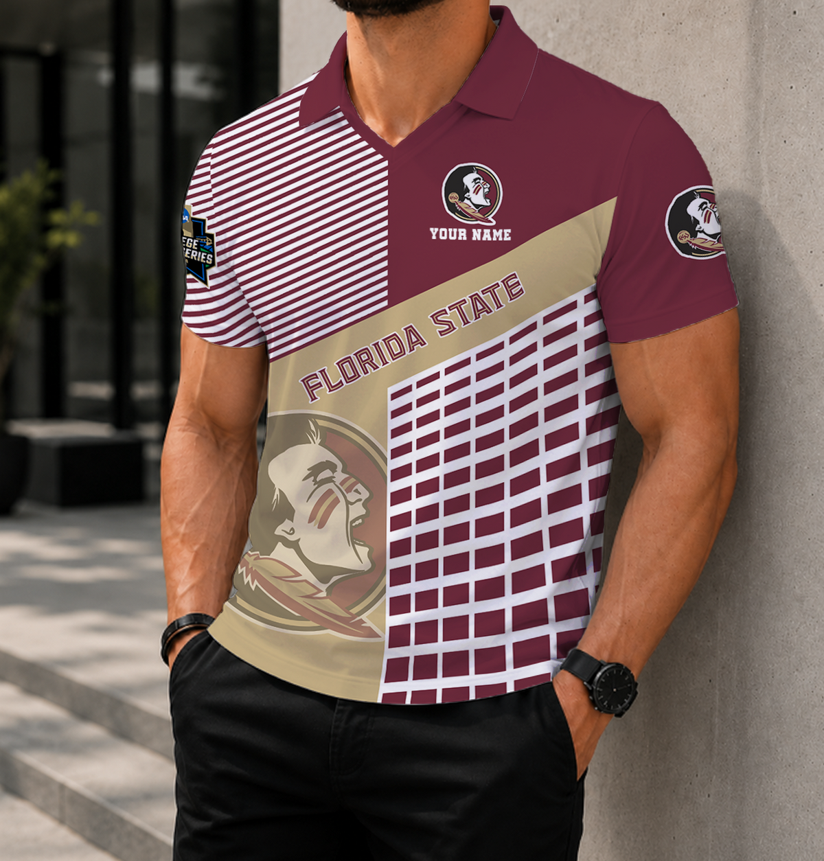 VIRAL EDITION - NEW CUSTOMIZED NCAA CWS30 FLS FLORIDA STATE SEMINOLES POLO SHIRT