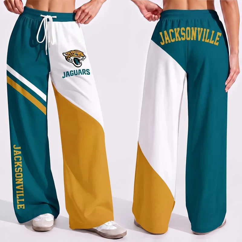 VIRAL EDITION - NEW CUSTOMIZED NFL30 JSJ JACKSONVILLE JAGUARS WOMEN'S WIDE LEG PANTS
