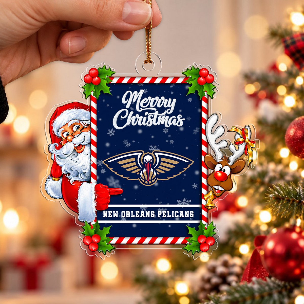 VIRAL EDITION - NEW CUSTOMIZED NBA30 NOP NEW ORLEANS PELICANS CHRISTMAS ACRYLIC ORNAMENT