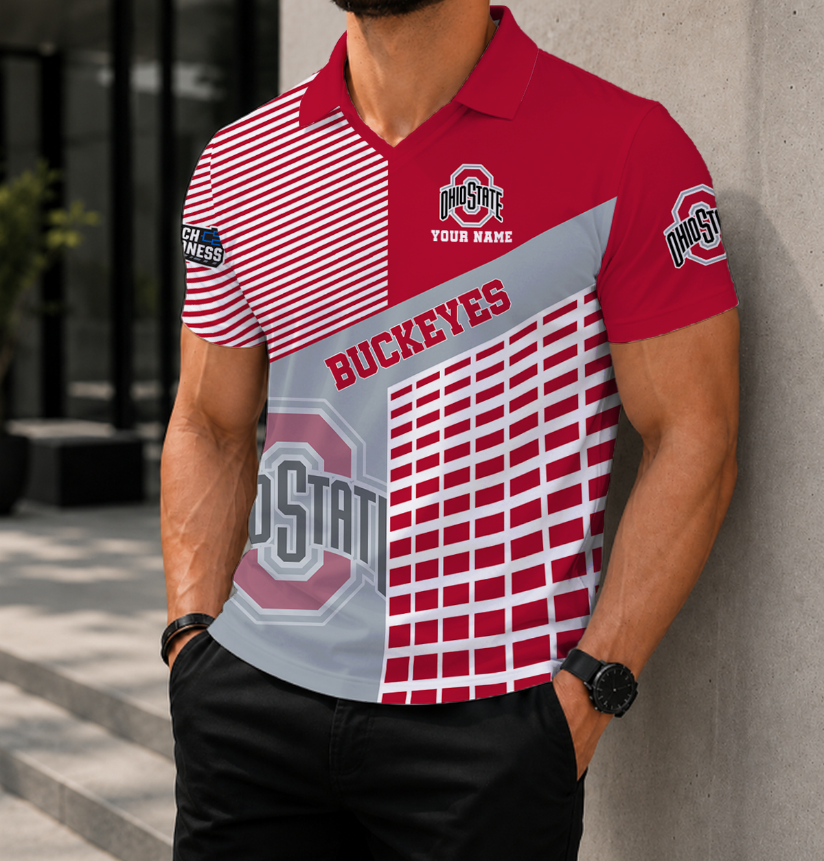 EXCLUSIVE  EDITION - NEW CUSTOMIZED NCAA MAM30 OSB OHIO STATE BUCKEYES POLO SHIRT