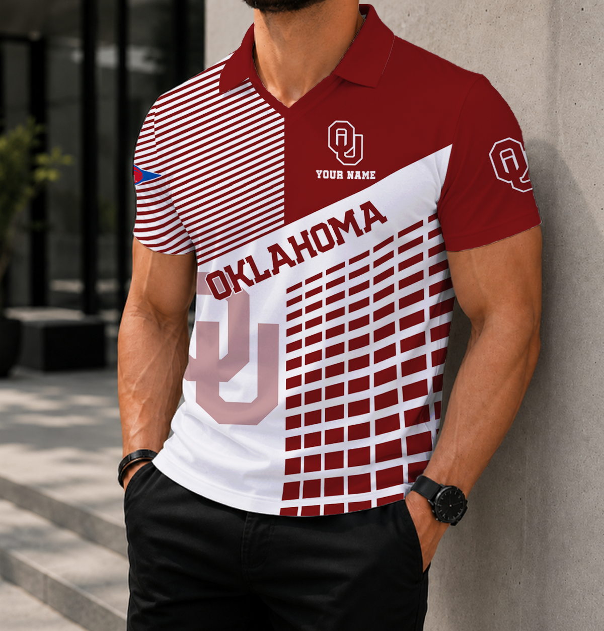 ELITE EDITION - NEW CUSTOMIZED NCAA FBS31 OUS OKLAHOMA SOONERS POLO SHIRT