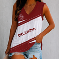 LIMITED EDITION - NEW CUSTOMIZED NCAA FBS31 OUS OKLAHOMA SOONERS WOMEN'S V-NECK TANK TOP