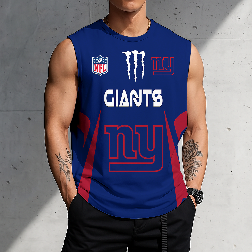 SPECIAL EDITION - NEW CUSTOMIZED NFL32 NYG NEW YORK GIANTS MEN'S GYM SHIRT