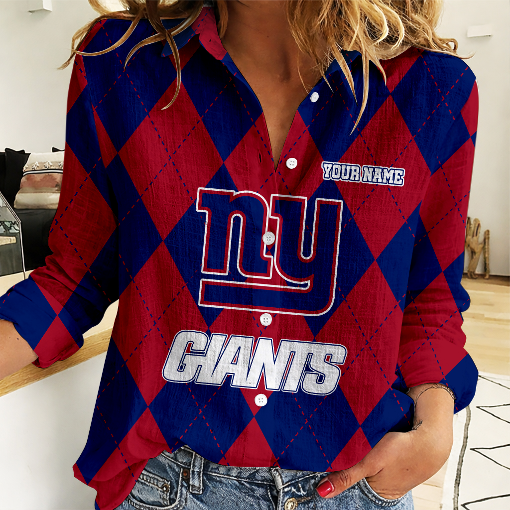 FINAL SALE - NEW CUSTOMIZED NFL32 NYG NEW YORK GIANTS WOMEN CASUAL SHIRT FOR FAN