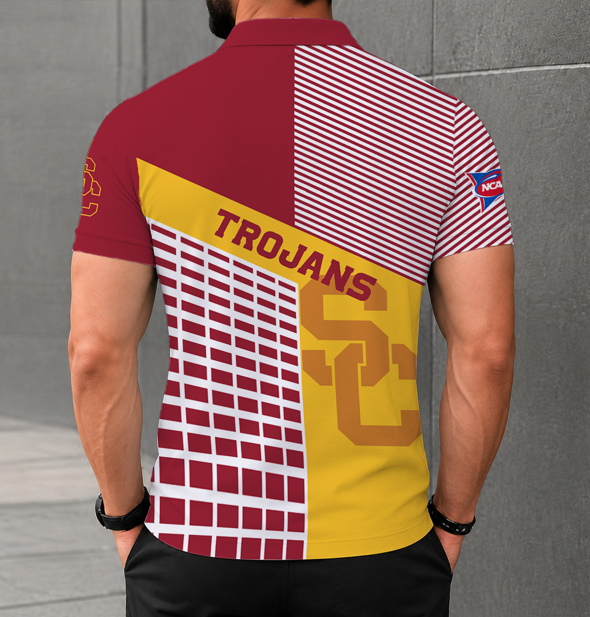 ELITE EDITION - NEW CUSTOMIZED NCAA FBS32 USC USC TROJANS POLO SHIRT