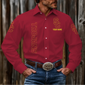 ELITE EDITION - NEW CUSTOMIZED NCAA FBS32 USC USC TROJANS MEN'S LONG SLEEVE BUTTON-UP SHIRT