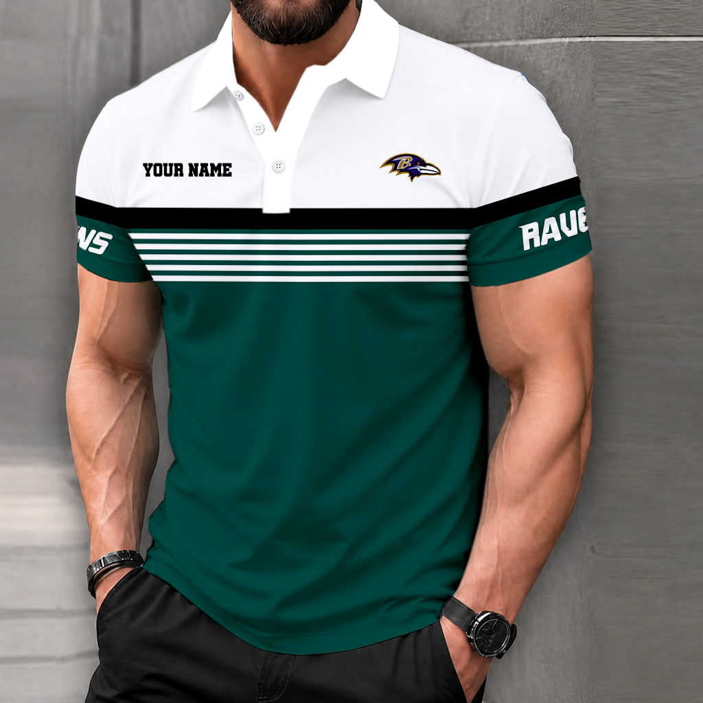VIRAL EDITION - NEW CUSTOMIZED NFL28 BTR BALTIMORE RAVENS POLO SHIRT