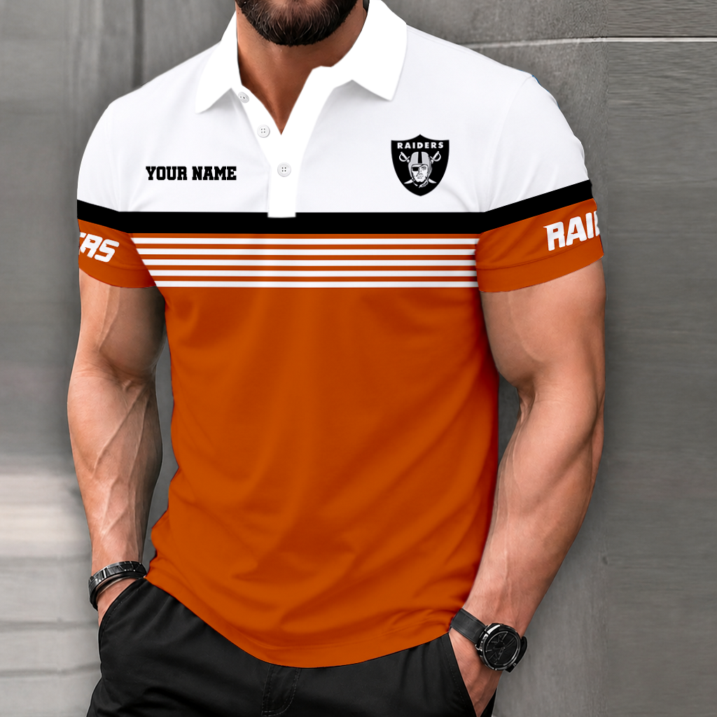 VIRAL EDITION - NEW CUSTOMIZED NFL07 LVR LAS VEGAS RAIDERS POLO SHIRT
