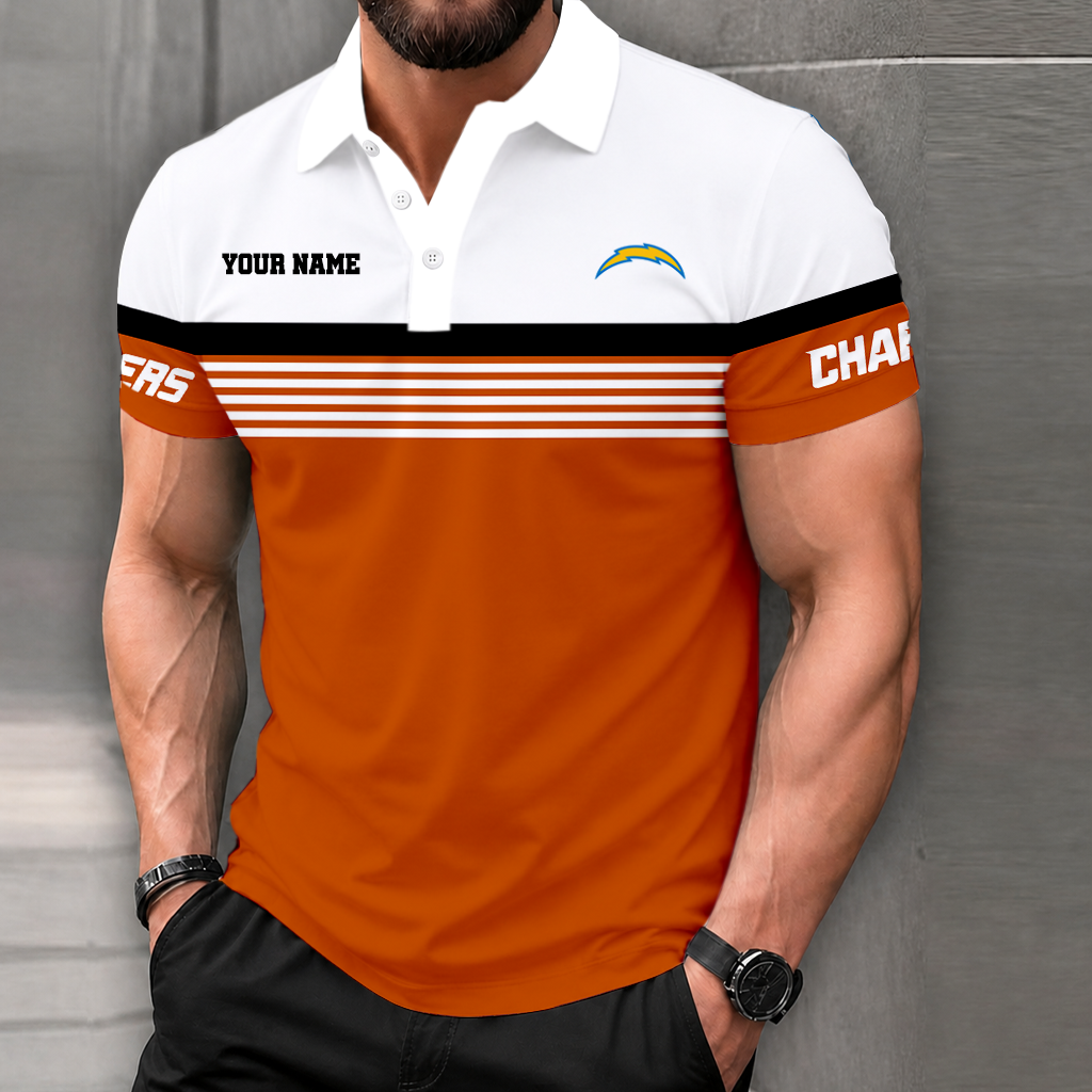 VIRAL EDITION - NEW CUSTOMIZED NFL09 LAC LOS ANGELES CHARGERS POLO SHIRT